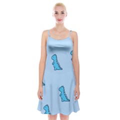 Dinosaur , Cute, Pastel, Spaghetti Strap Velvet Dress