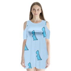 Dinosaur , Cute, Pastel, Shoulder Cutout Velvet One Piece