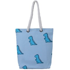 Dinosaur , Cute, Pastel, Full Print Rope Handle Tote (small) by kyorashop23