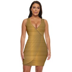 Gold, Desenho, Golden, Metal, Shiny, Draped Bodycon Dress