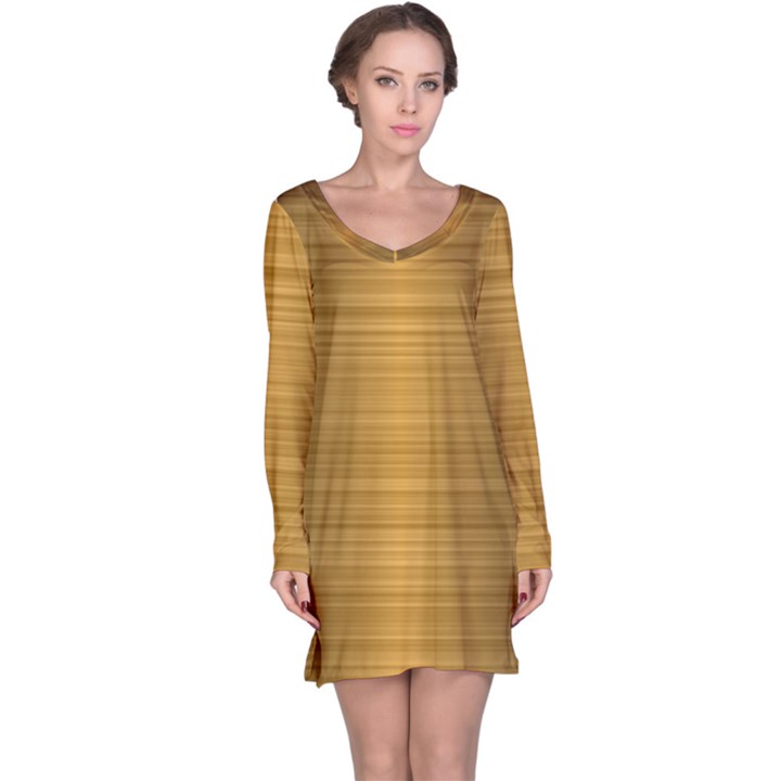 Gold, Desenho, Golden, Metal, Shiny, Long Sleeve Nightdress