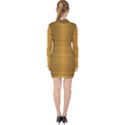 Gold, Desenho, Golden, Metal, Shiny, V-neck Bodycon Long Sleeve Dress View2