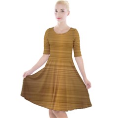 Gold, Desenho, Golden, Metal, Shiny, Quarter Sleeve A-line Dress With Pockets by kyorashop23