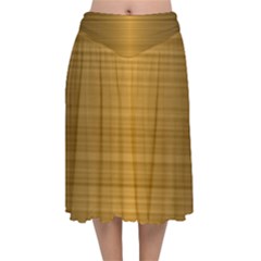 Gold, Desenho, Golden, Metal, Shiny, Velvet Flared Midi Skirt