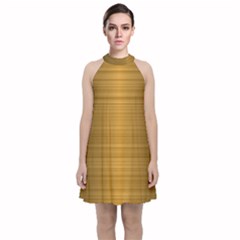 Gold, Desenho, Golden, Metal, Shiny, Velvet Halter Neckline Dress 