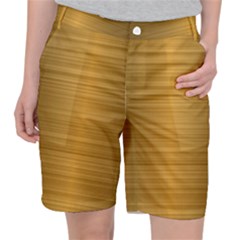 Gold, Desenho, Golden, Metal, Shiny, Women s Pocket Shorts by kyorashop23