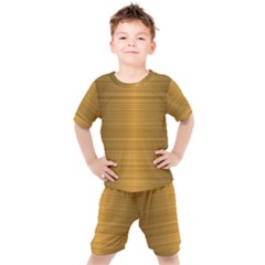 Gold, Desenho, Golden, Metal, Shiny, Kids  T-shirt And Shorts Set by kyorashop23