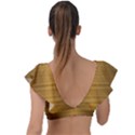 Gold, Desenho, Golden, Metal, Shiny, Plunge Frill Sleeve Bikini Top View2