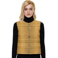 Gold, Desenho, Golden, Metal, Shiny, Women s Button Up Puffer Vest