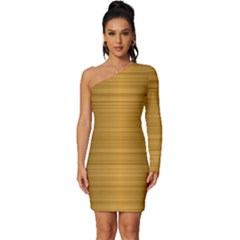 Gold, Desenho, Golden, Metal, Shiny, Long Sleeve One Shoulder Mini Dress by kyorashop23