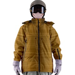 Gold, Desenho, Golden, Metal, Shiny, Women s Zip Ski And Snowboard Waterproof Breathable Jacket