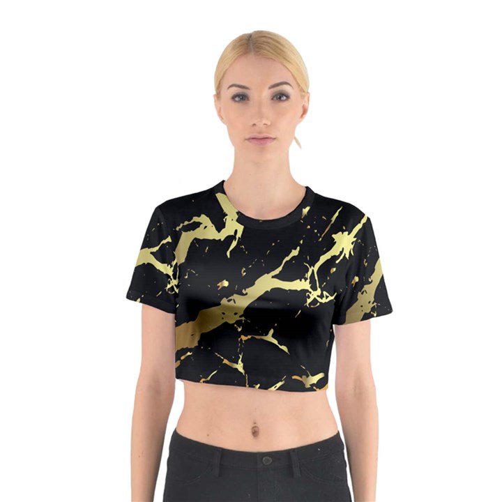 Marble Black, Kiss, Gold, Pretty Cotton Crop Top