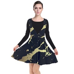 Marble Black, Kiss, Gold, Pretty Plunge Pinafore Dress by kyorashop23