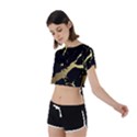 Marble Black, Kiss, Gold, Pretty Tie Back Short Sleeve Crop T-Shirt View2