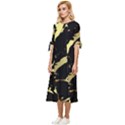 Marble Black, Kiss, Gold, Pretty Bow Sleeve Chiffon Midi Dress View2