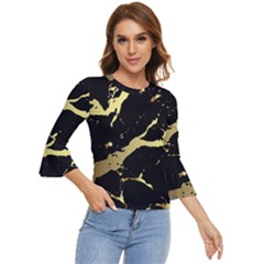 Marble Black, Kiss, Gold, Pretty Bell Sleeve Top