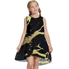 Marble Black, Kiss, Gold, Pretty Kids  Frill Swing Dress by kyorashop23