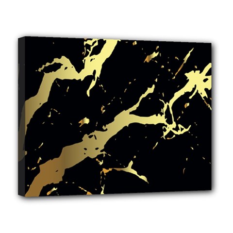 Marble Black, Kiss, Gold, Pretty Canvas 14  X 11  (stretched) by kyorashop23