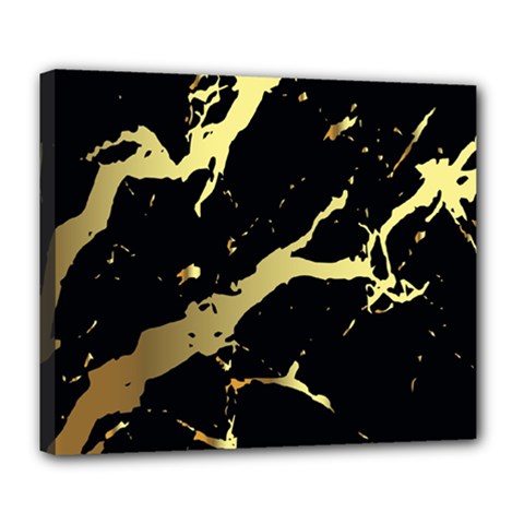 Marble Black, Kiss, Gold, Pretty Deluxe Canvas 24  X 20  (stretched)