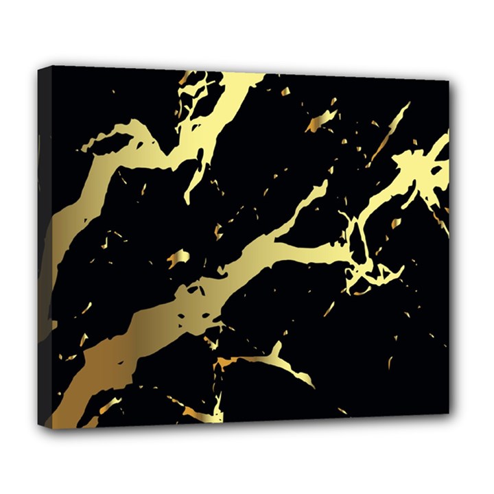 Marble Black, Kiss, Gold, Pretty Deluxe Canvas 24  x 20  (Stretched)