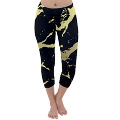 Marble Black, Kiss, Gold, Pretty Capri Winter Leggings 