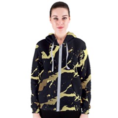 Marble Black, Kiss, Gold, Pretty Women s Zipper Hoodie