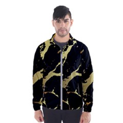 Marble Black, Kiss, Gold, Pretty Men s Windbreaker