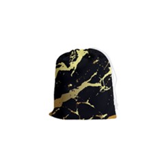 Marble Black, Kiss, Gold, Pretty Drawstring Pouch (xs) by kyorashop23