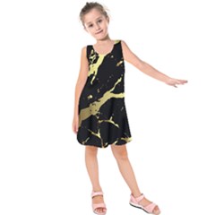 Marble Black, Kiss, Gold, Pretty Kids  Sleeveless Dress by kyorashop23