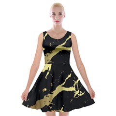 Marble Black, Kiss, Gold, Pretty Velvet Skater Dress