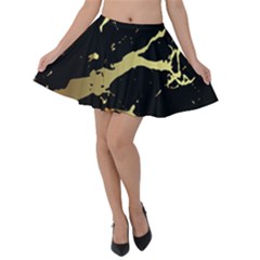 Marble Black, Kiss, Gold, Pretty Velvet Skater Skirt