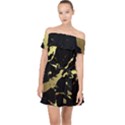 Marble Black, Kiss, Gold, Pretty Off Shoulder Chiffon Dress View1