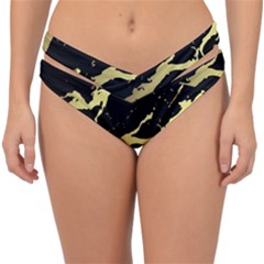 Marble Black, Kiss, Gold, Pretty Double Strap Halter Bikini Bottoms by kyorashop23