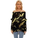 Marble Black, Kiss, Gold, Pretty Off Shoulder Chiffon Pocket Shirt View1