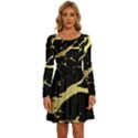 Marble Black, Kiss, Gold, Pretty Long Sleeve Wide Neck Velvet Dress View1