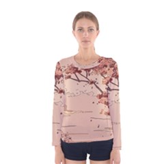 Pastel Nature , Art, Blue, Cute, Nature, Pink Women s Long Sleeve T-shirt