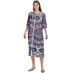 Pattern Nature Women s Cotton 3/4 Sleeve Nightgown by Maspions