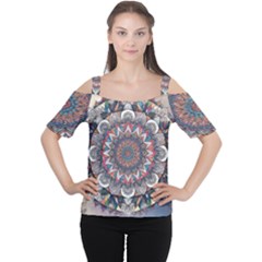 Pattern Nature Cutout Shoulder T-shirt