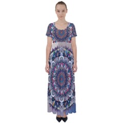 Pattern Nature High Waist Short Sleeve Maxi Dress