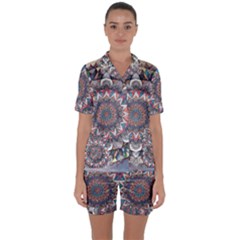 Pattern Nature Satin Short Sleeve Pajamas Set