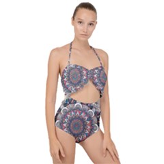 Pattern Nature Scallop Top Cut Out Swimsuit