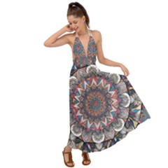 Pattern Nature Backless Maxi Beach Dress