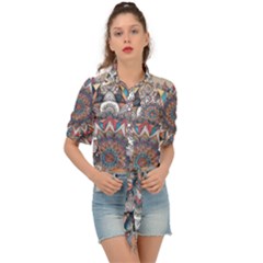 Pattern Nature Tie Front Shirt 