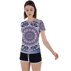 Pattern Nature Back Circle Cutout Sports T-shirt