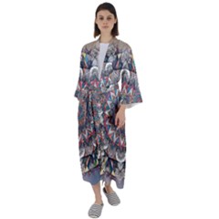 Pattern Nature Maxi Satin Kimono