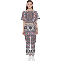 Pattern Nature Batwing Lightweight Chiffon Jumpsuit