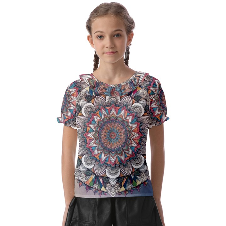 Pattern Nature Kids  Frill Chiffon Blouse