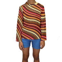 Waves Pattern Abstract Neutrals Kids  Long Sleeve Swimwear