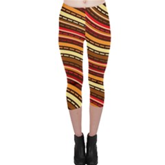 Waves Pattern Abstract Neutrals Capri Leggings 