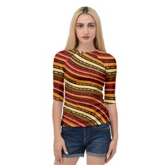 Waves Pattern Abstract Neutrals Quarter Sleeve Raglan T-shirt